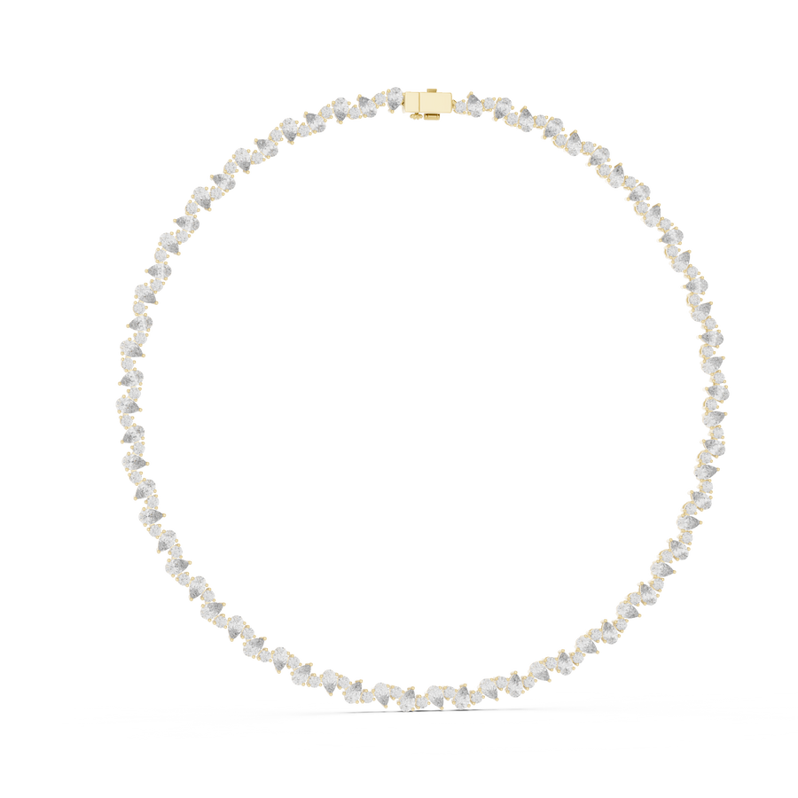 Seraphina Pear Lab Grown Diamond Tennis Necklace, Yellow Gold