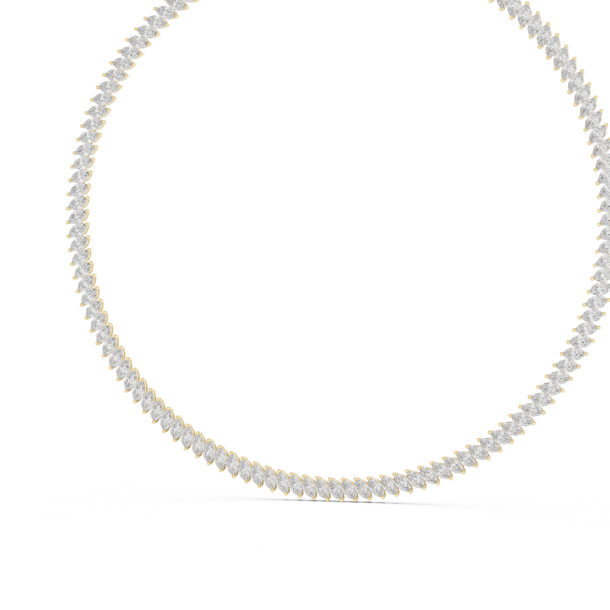 Mariselle Marquise Lab Grown Diamond Tennis Necklace, Yellow Gold