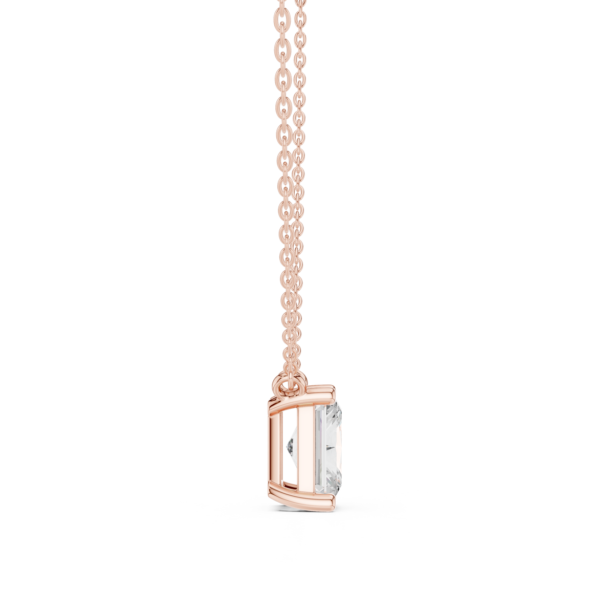 Classic Radiant Cut Lab Grown Diamond Solitaire Pendant, Rose Gold