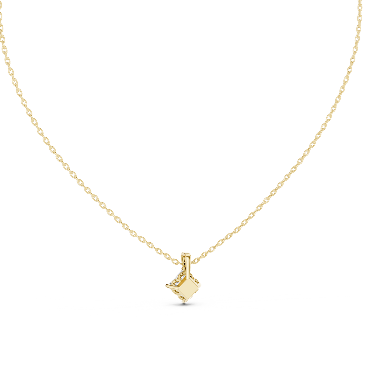 1.00 CT Princess Cut Lab Grown Diamond Solitaire Pendant, Yellow Gold