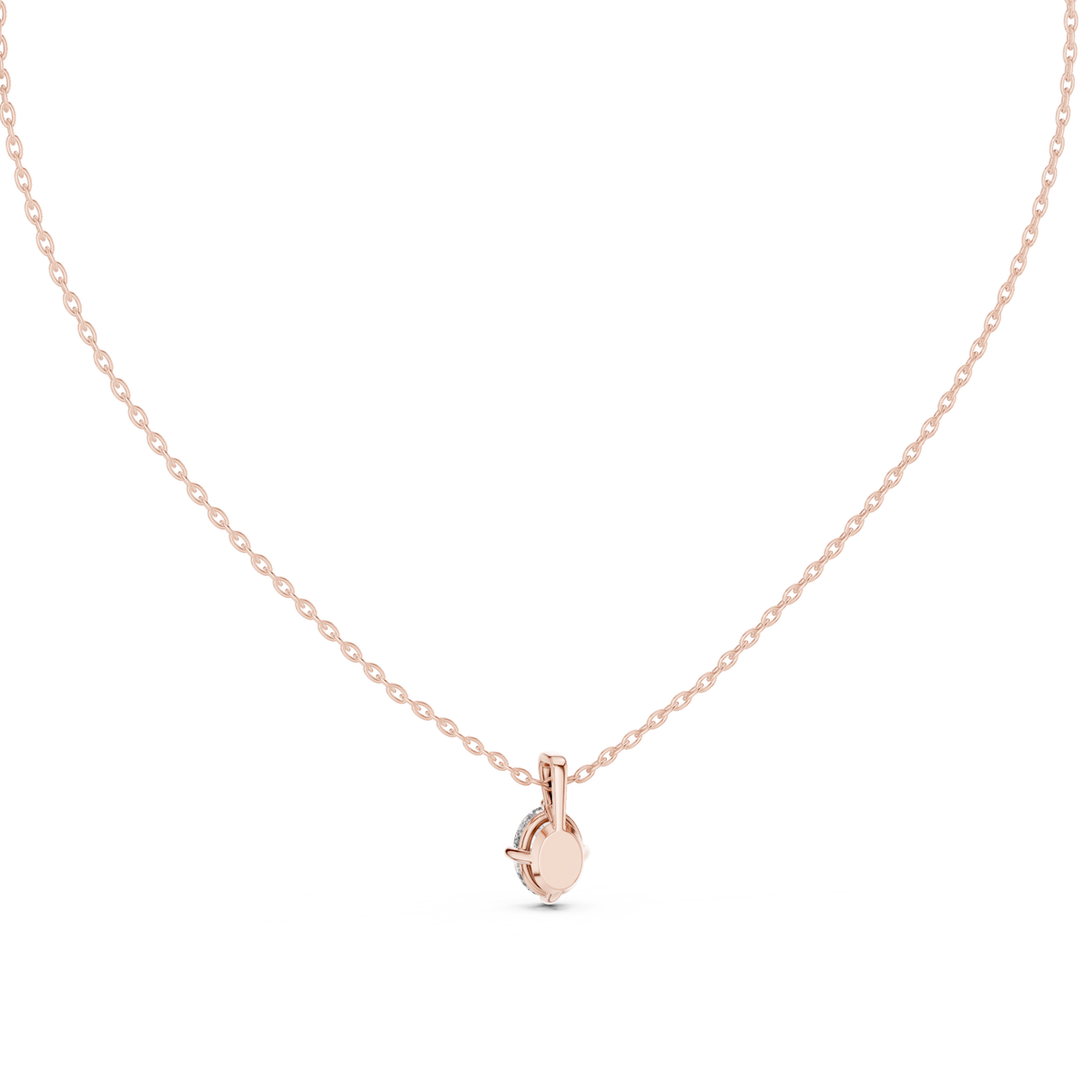 1.00 CT Oval Cut Lab Grown Diamond Solitaire Pendant, Rose Gold