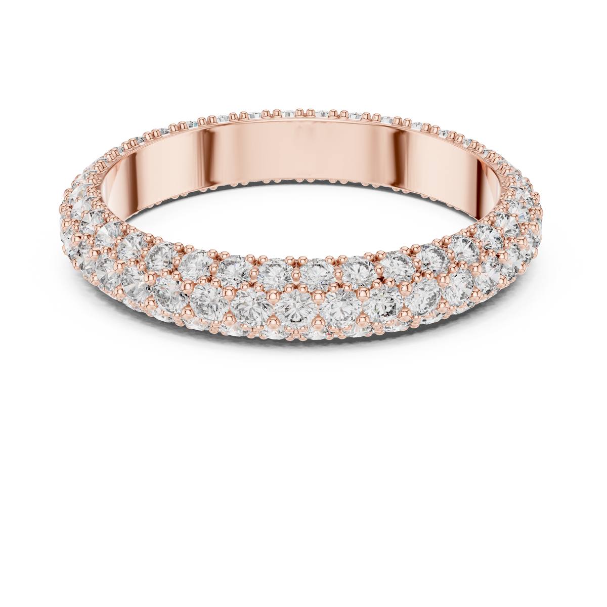 Triple Row Lab-Grown Diamond Band Ring, Rose Gold