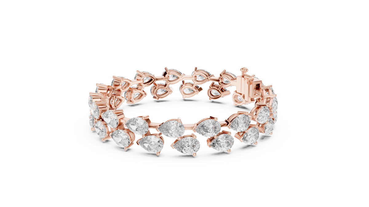 Classic Pear Cut Lab Grown Diamond Tennis Bracelet, Rose Gold