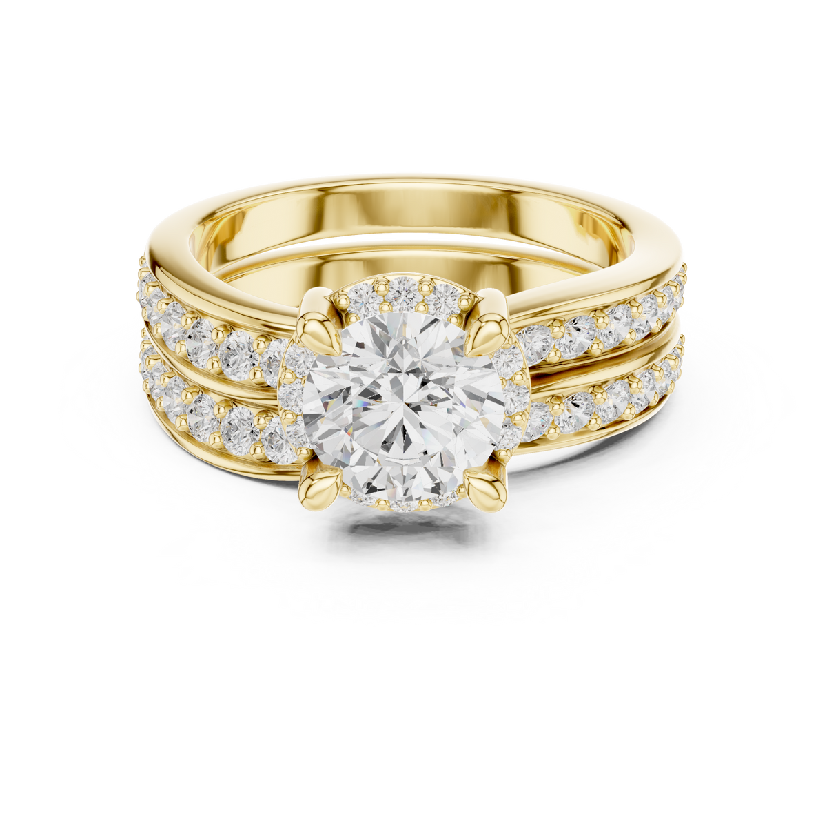 IGI Certified Round Lab Grown Diamond Stackable Ring, Yellow Gold