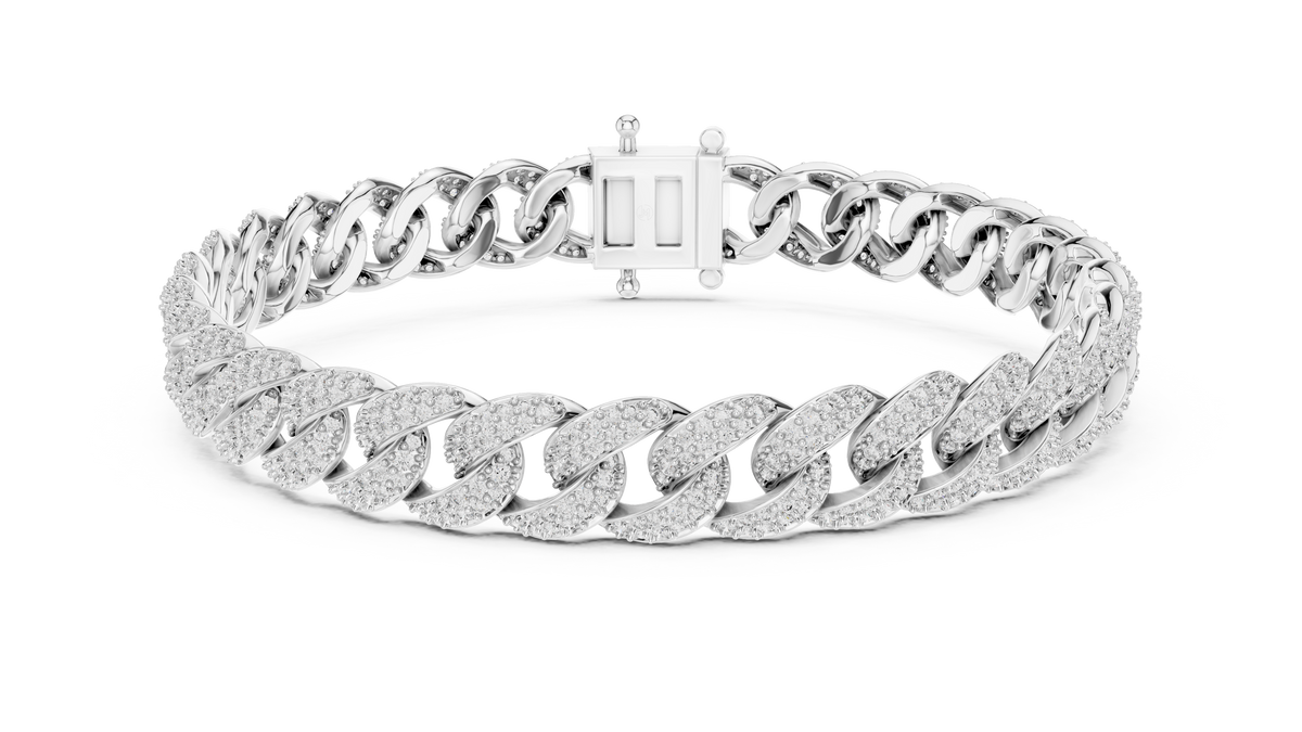 Cuban Link Pavé Lab Grown Diamond Bracelet, White Gold