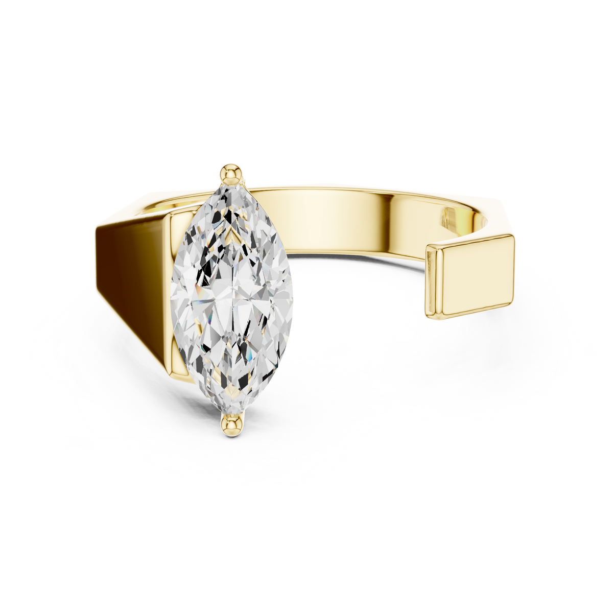 IGI Certified 1.00 CT Marquise Lab Grown Diamond Statement Ring for Daily Wear, Yellow Gold