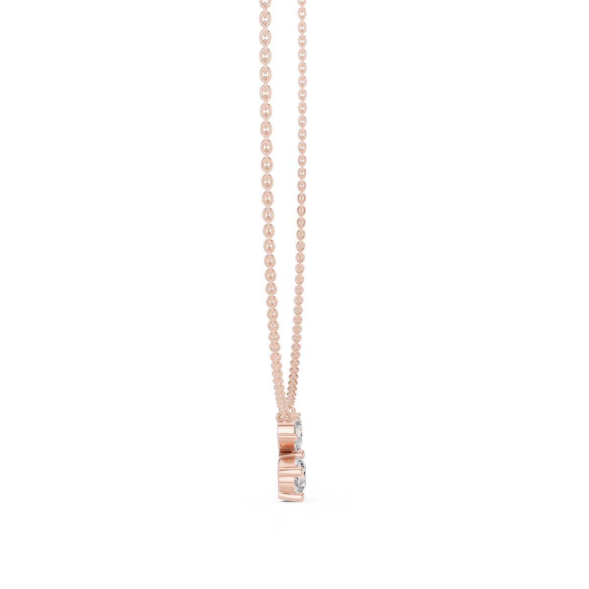 Floral Multi Shape Lab Grown Diamond Pendant, Rose Gold