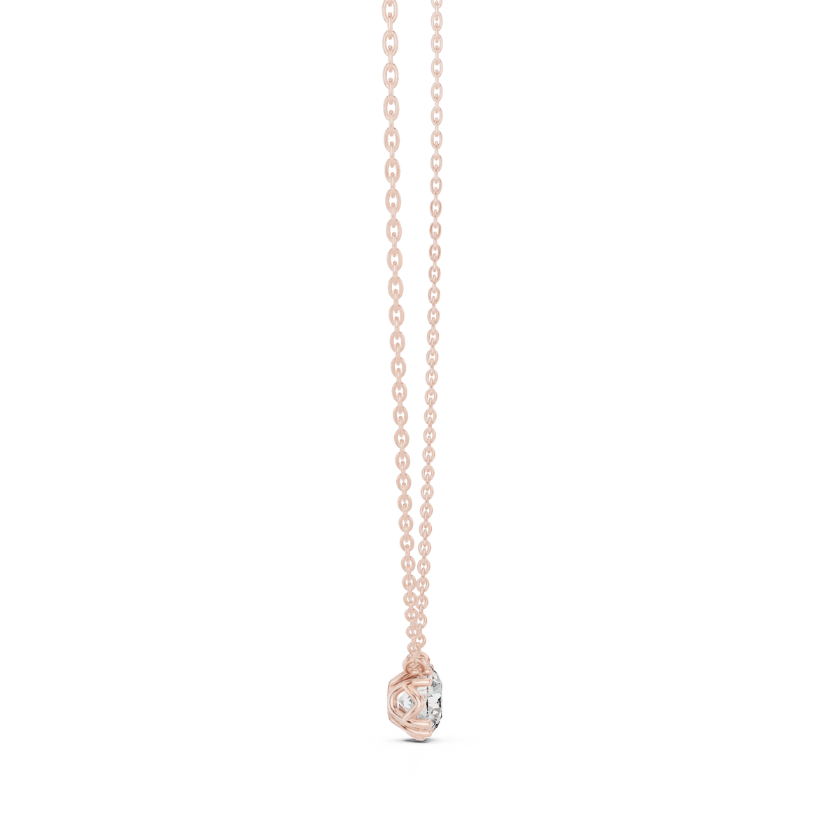 Round Cut Lab Grown Diamond Solitaire Pendant, Rose Gold