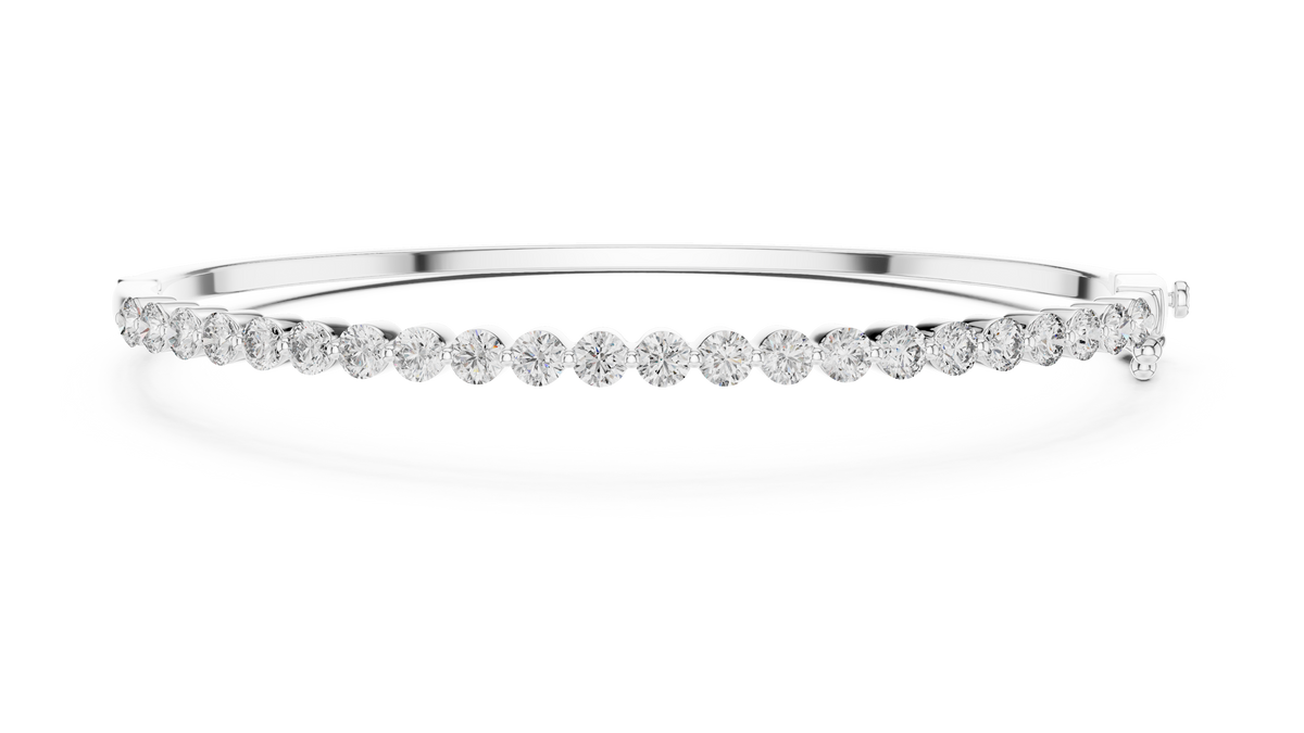 Classic Round Lab Grown Diamond Bangle Bracelet, White Gold