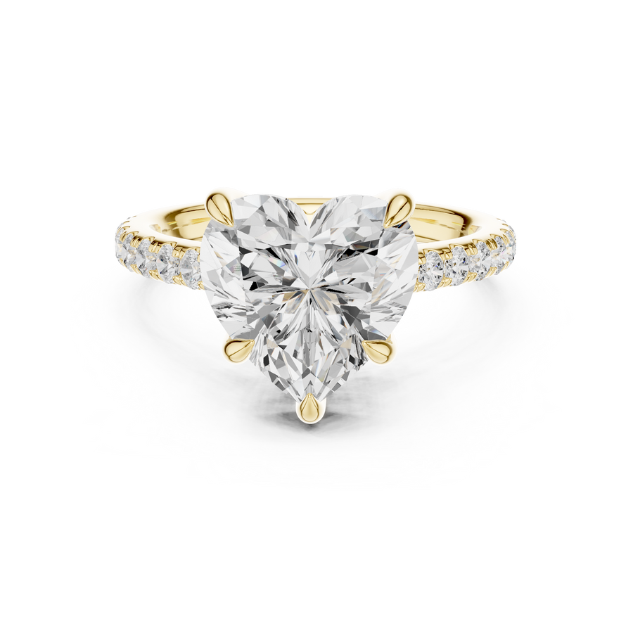 Heart Cut Lab-Grown Diamond Wedding Ring with Hidden Halo, Yellow Gold