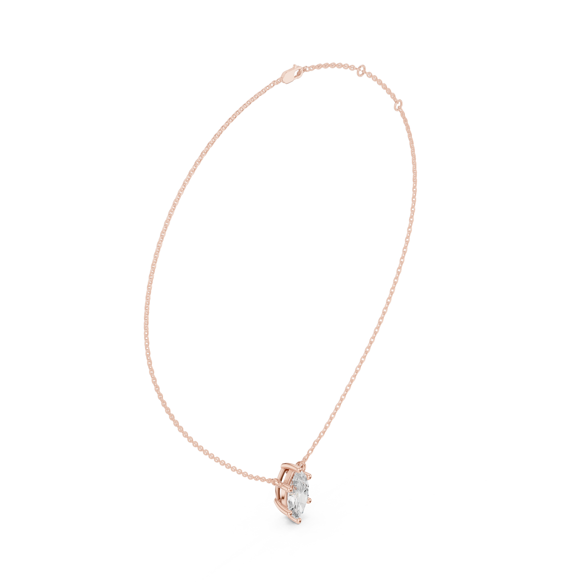 Marquise IGI Certified Lab Grown Diamond Solitaire Pendant, Rose Gold