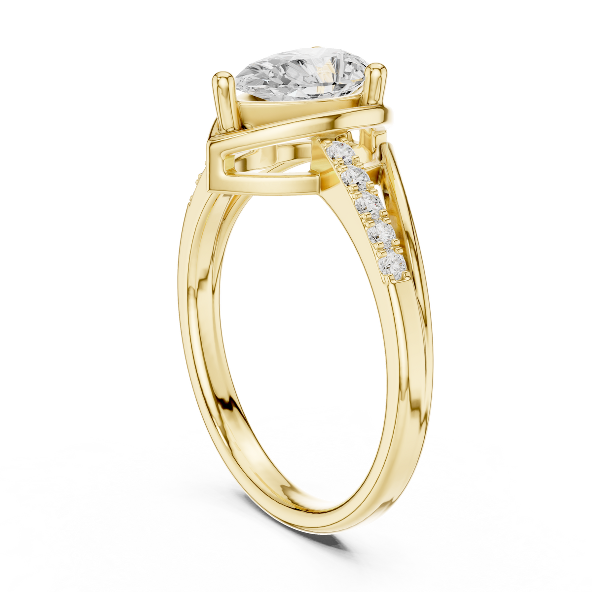 Pear Luxe Vine 0.80 Ct Lab Grown Diamond Office Wear Ring, Yellow Gold