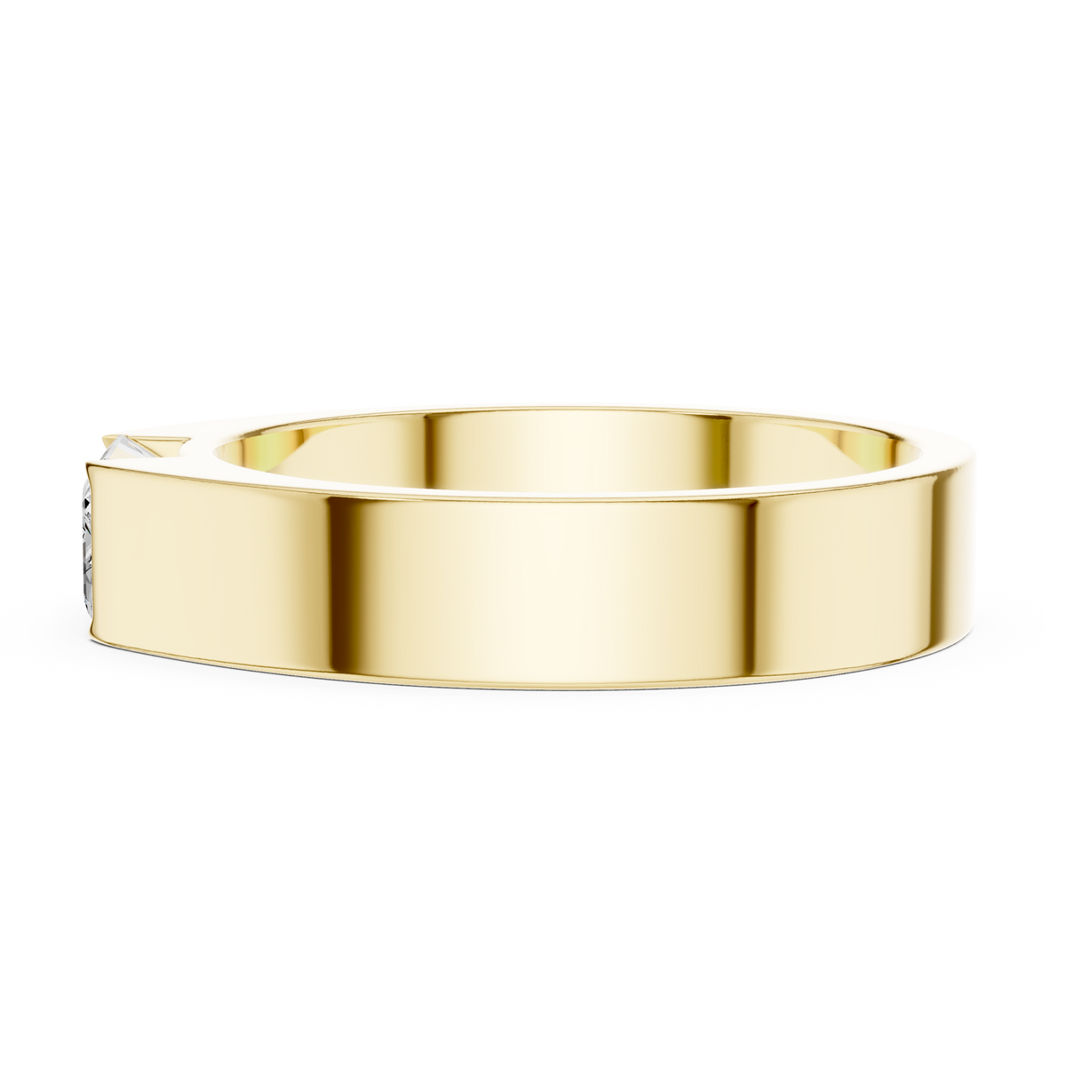 Emerald Cut Lab-Grown Diamond Men's Bezel-Set Ring, Yellow Gold