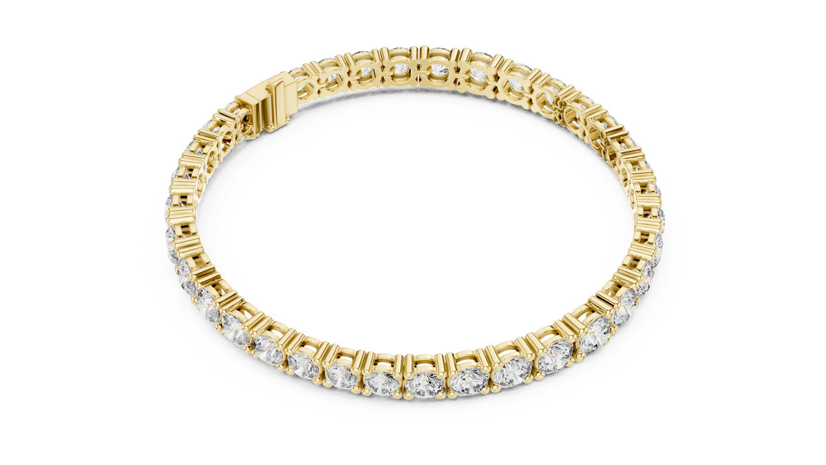 IGI Certified Round Lab Grown Diamond Tennis Bracelet, Yellow Gold