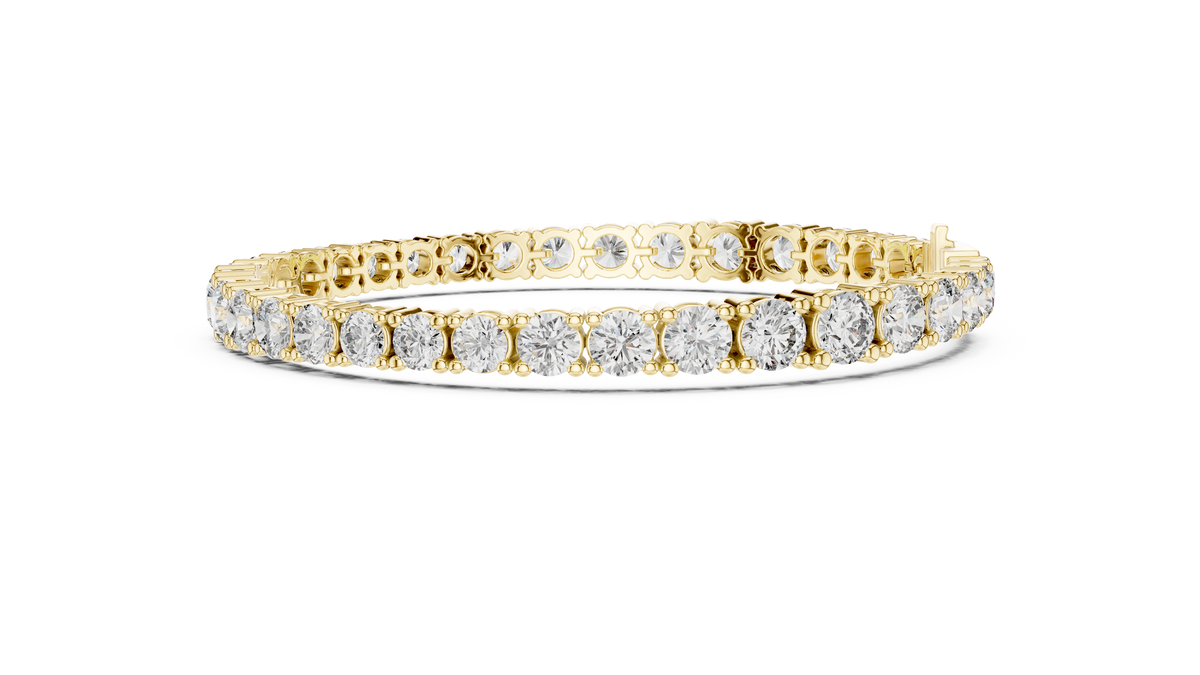 IGI Certified Round Lab Grown Diamond Tennis Bracelet, Yellow Gold
