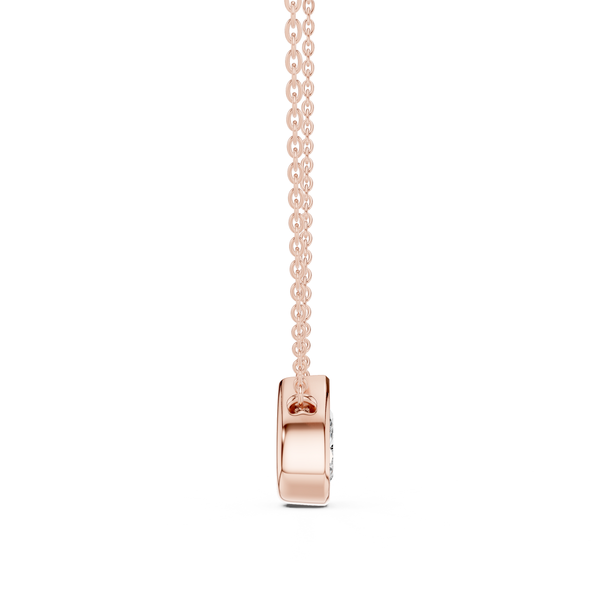 Pear Cut Bezel Lab Grown Diamond Solitaire Pendant, Rose Gold