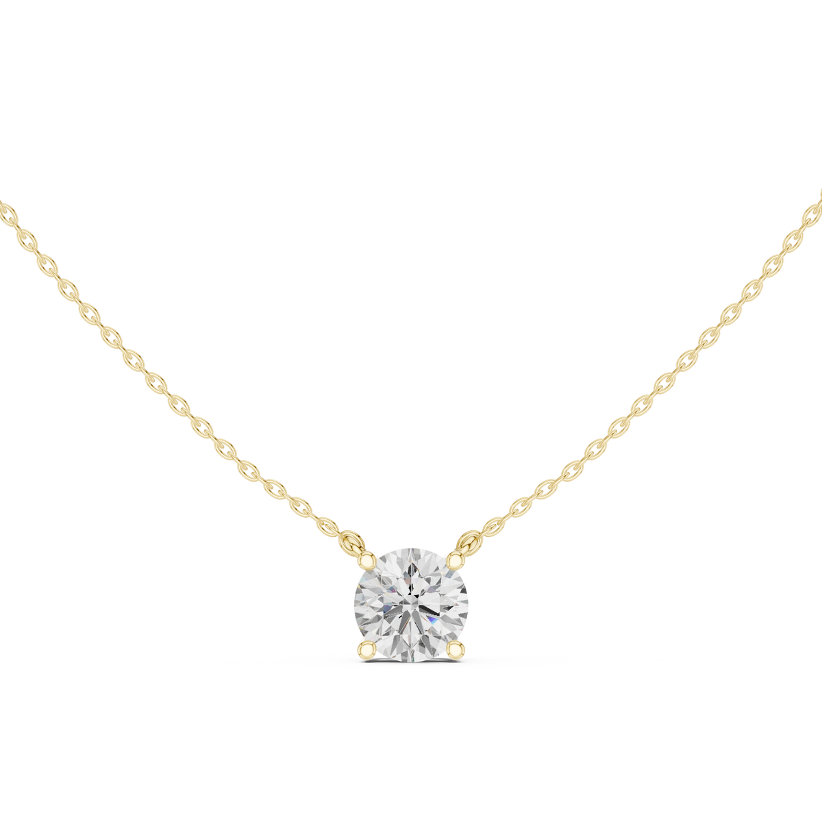 Classic Round Brilliant Lab Grown Diamond Solitaire Pendant, Yellow Gold