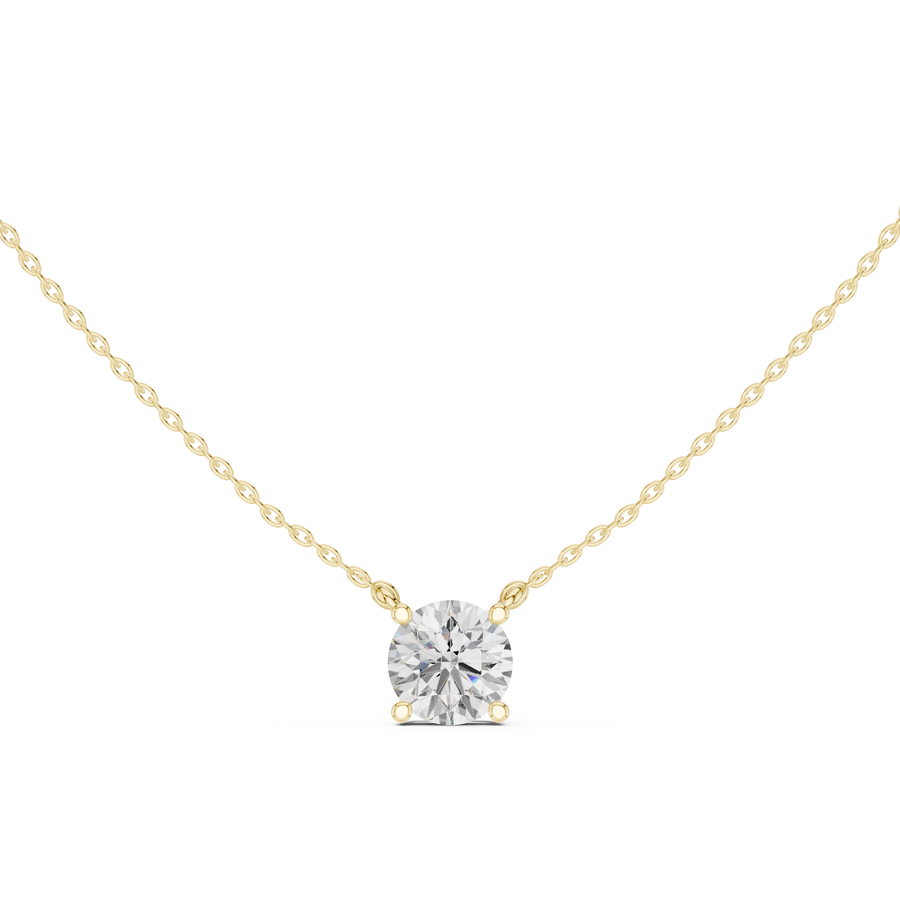 Classic Round Brilliant Lab Grown Diamond Solitaire Pendant, Yellow Gold