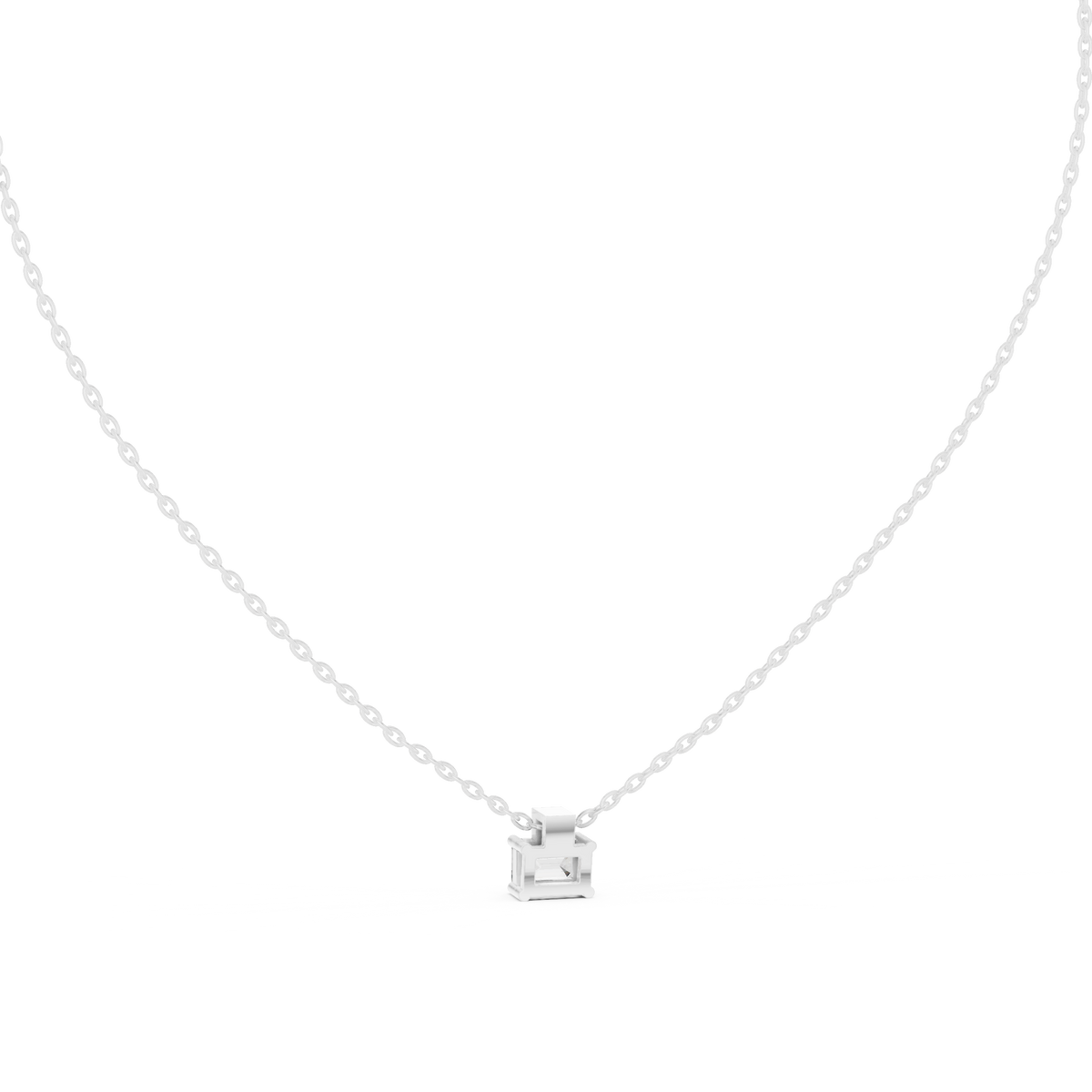 0.50 CT Emerald Cut Lab Grown Diamond Pendant, White Gold