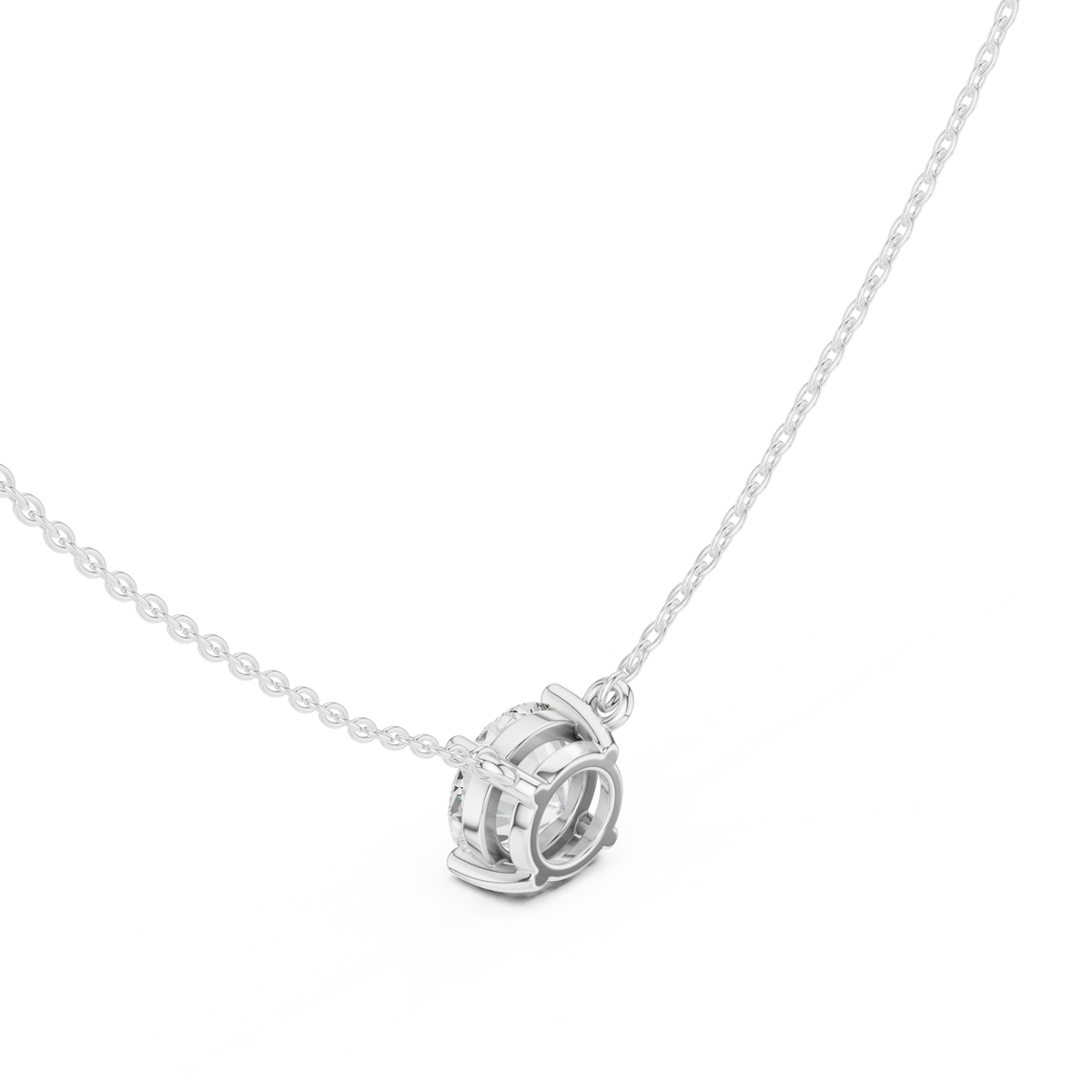 Classic Round Brilliant Lab Grown Diamond Solitaire Pendant, White Gold