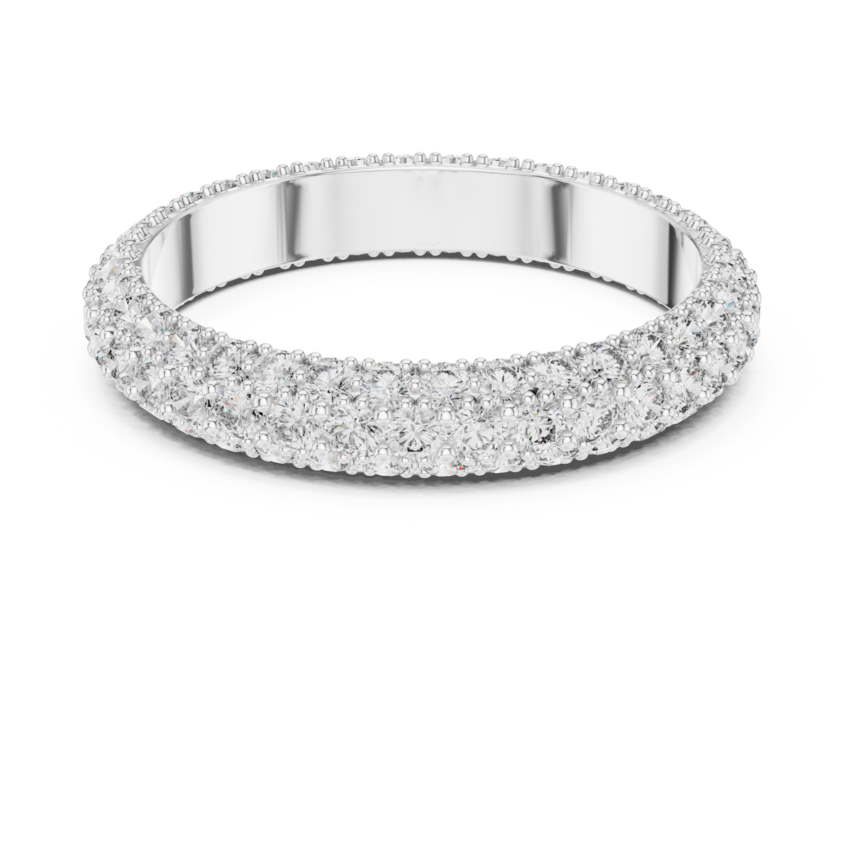 Triple Row Lab-Grown Diamond Band Ring, White Gold