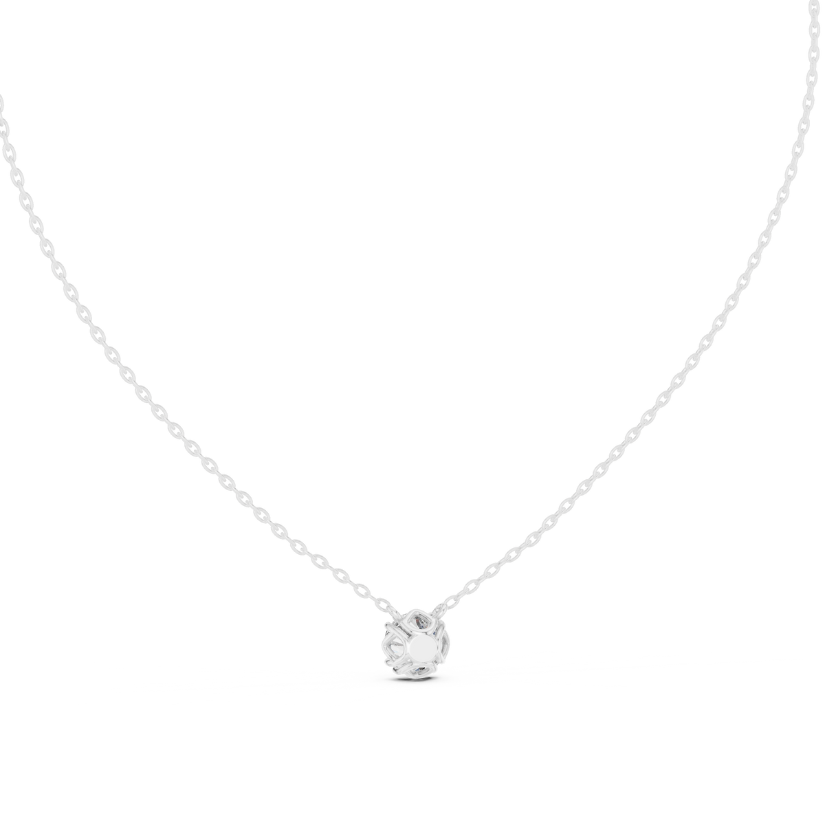 Round Cut Lab Grown Diamond Solitaire Pendant, White Gold