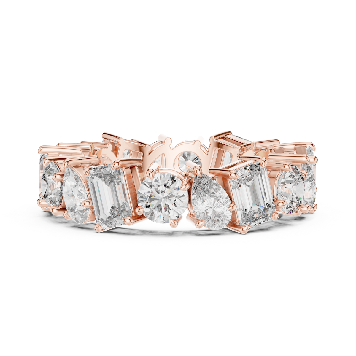 Multi-Shape Lab Grown Diamond Eternity Band Ring, Rose Gold