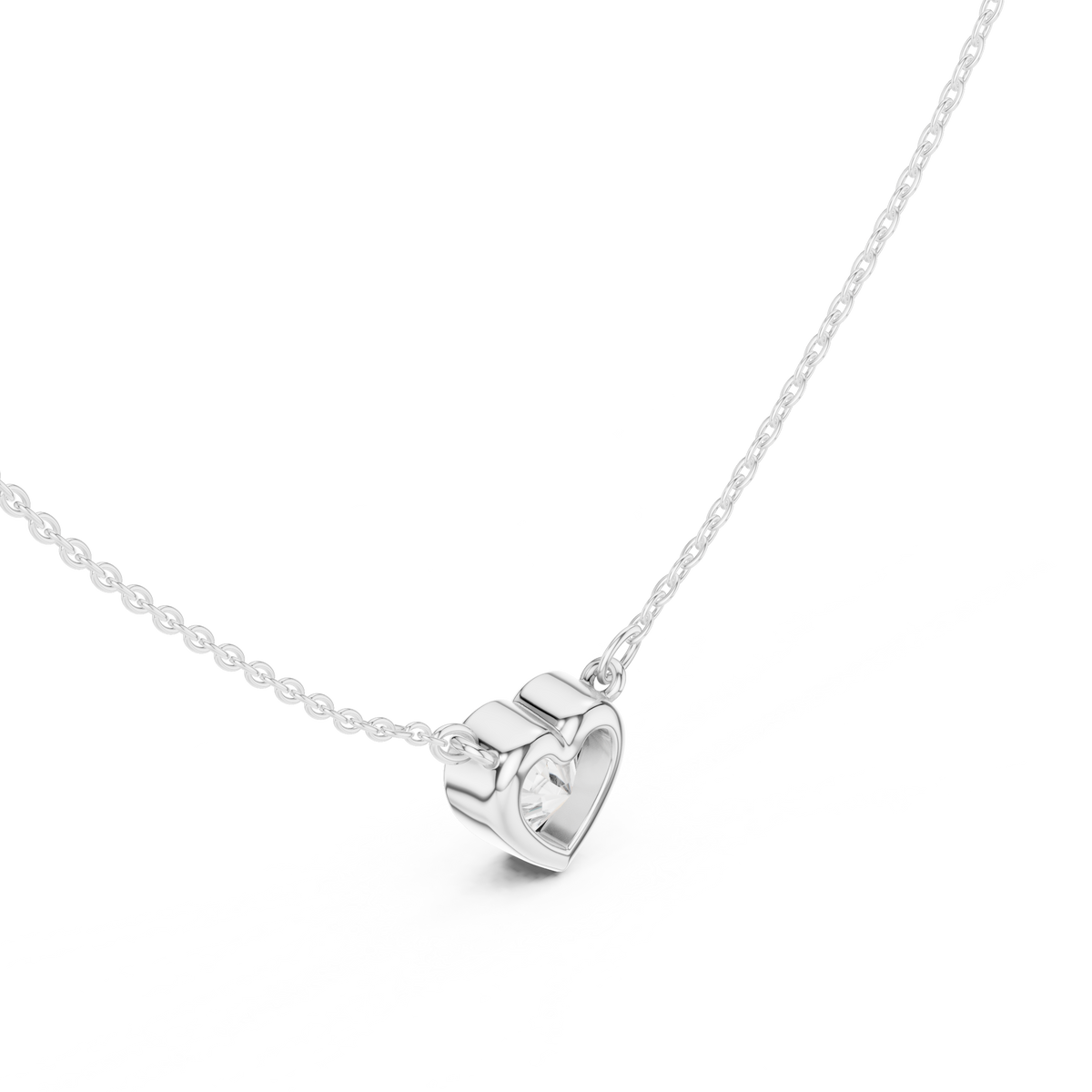 Heart Cut Bezel Lab Grown Diamond Solitaire Pendant, White Gold