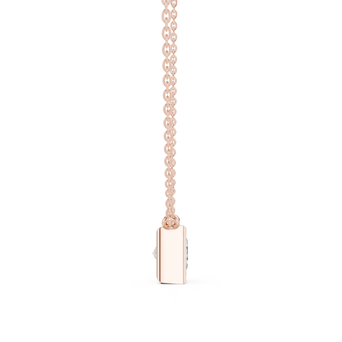Princess Cut Bezel Lab Grown Diamond Solitaire Pendant, Rose Gold