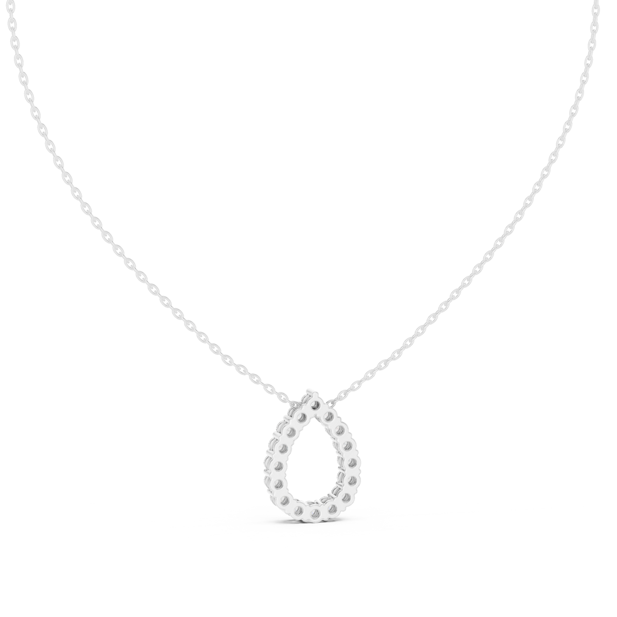 Round Lab Grown Diamond Open Pear Pendant, White Gold