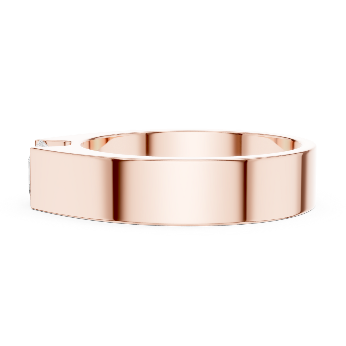 Princess Cut Lab-Grown Diamond Men's Bezel-Set Ring, Rose Gold