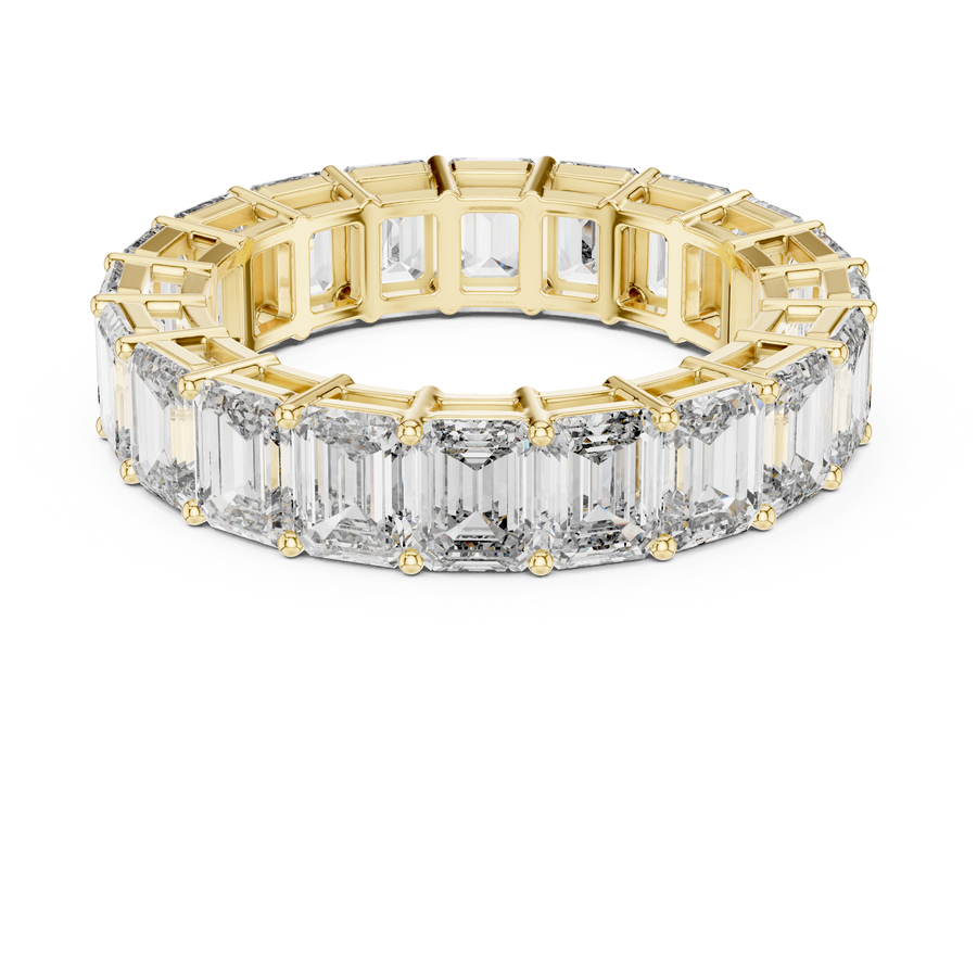 Emerald Cut Lab Grown Diamond Eternity Band Ring – 6.00 Ct, Yellow Gold