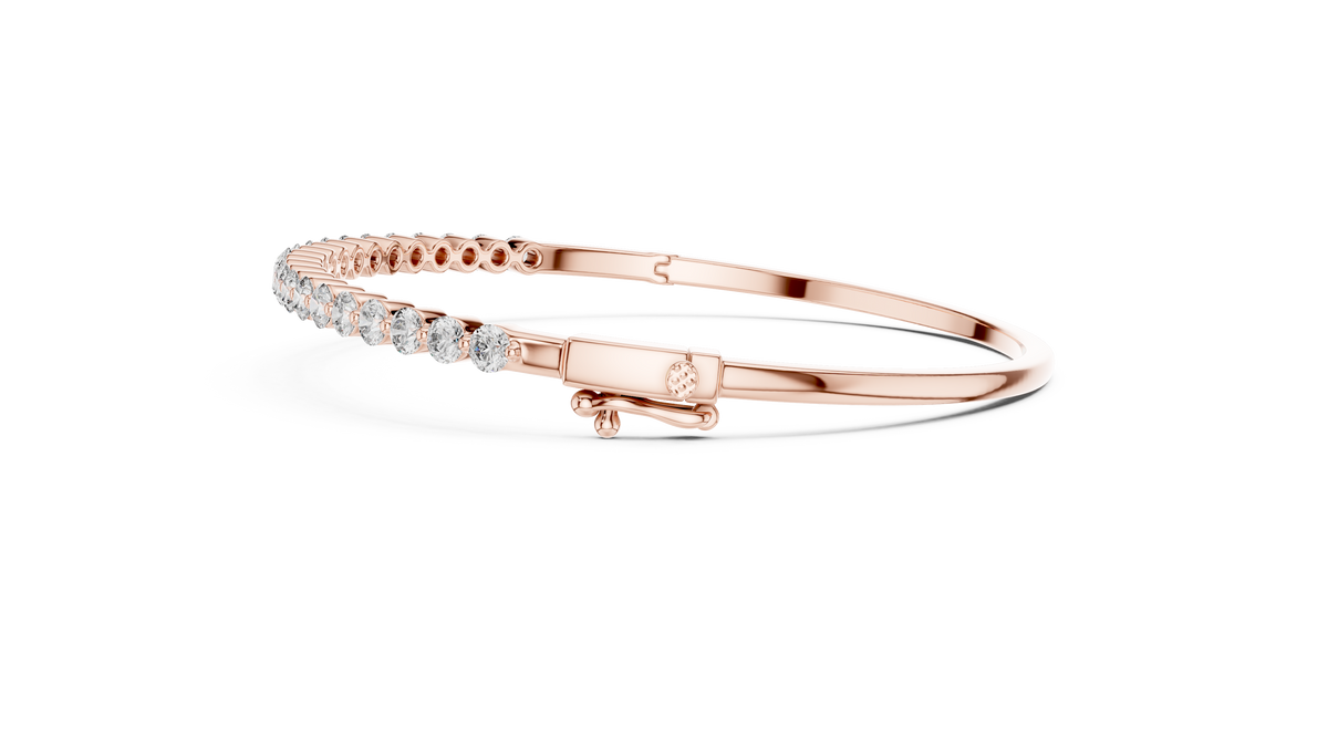 Classic Round Lab Grown Diamond Bangle Bracelet, Rose Gold