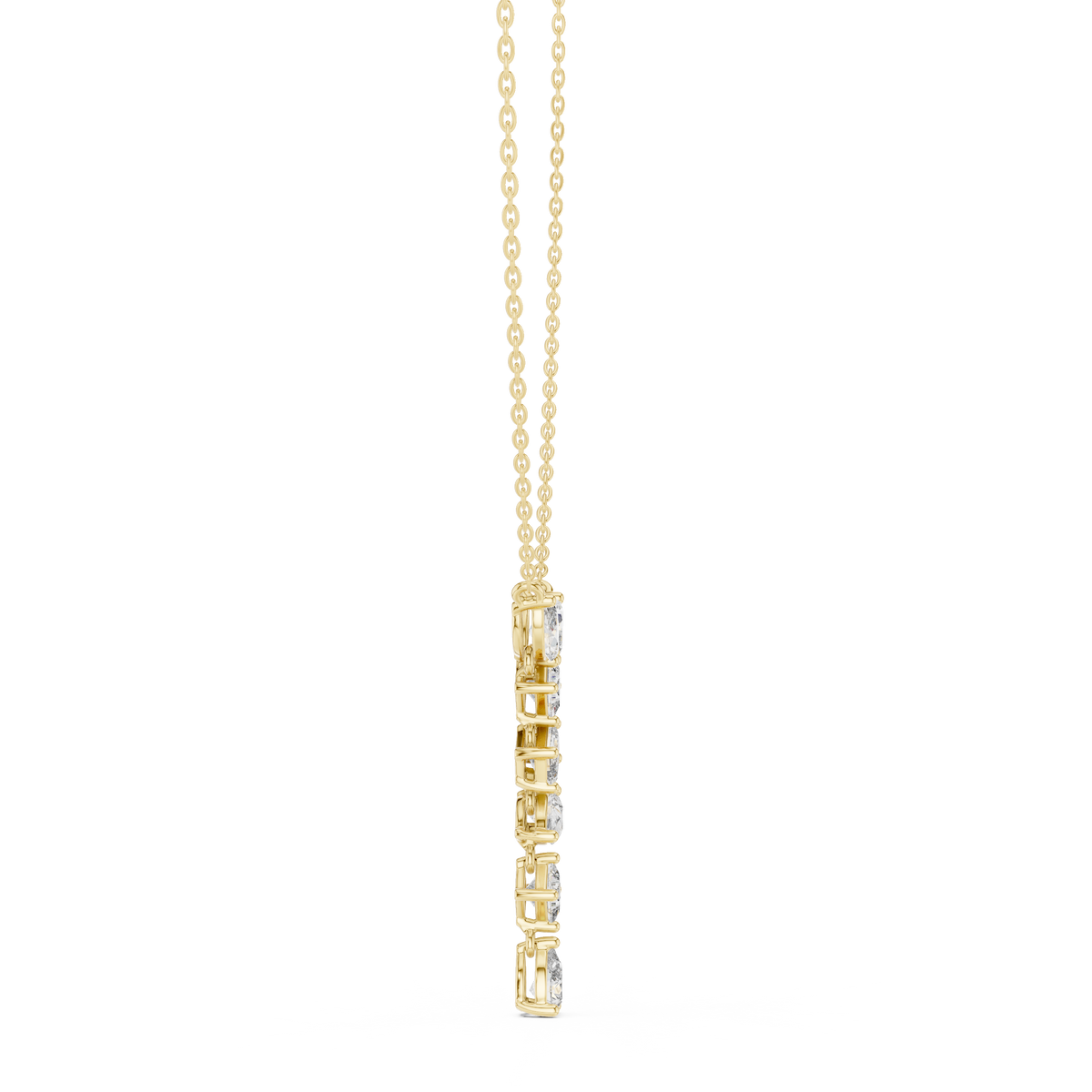 3.50 CT Multi Shape Lab Grown Diamond Drop Pendant, Yellow Gold
