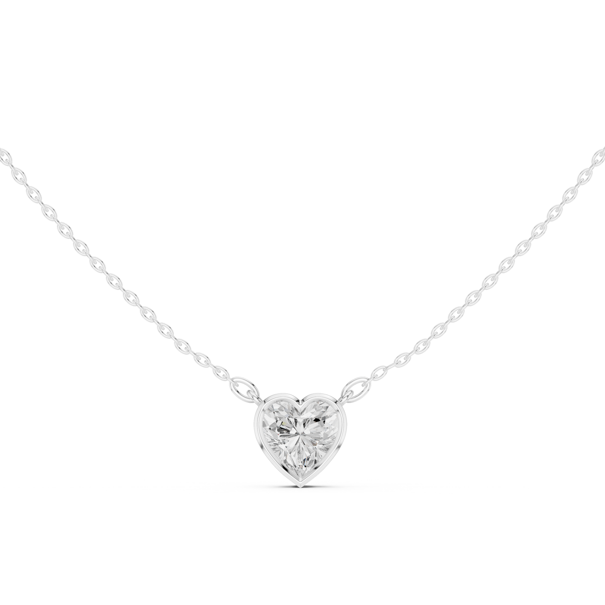 Heart Cut Bezel Lab Grown Diamond Solitaire Pendant, White Gold
