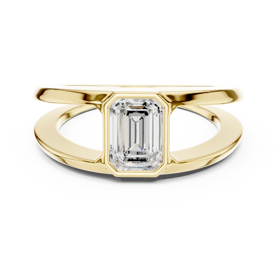 IGI Certified 1.00 CT Emerald Cut Lab Grown Diamond Ring, Yellow Gold