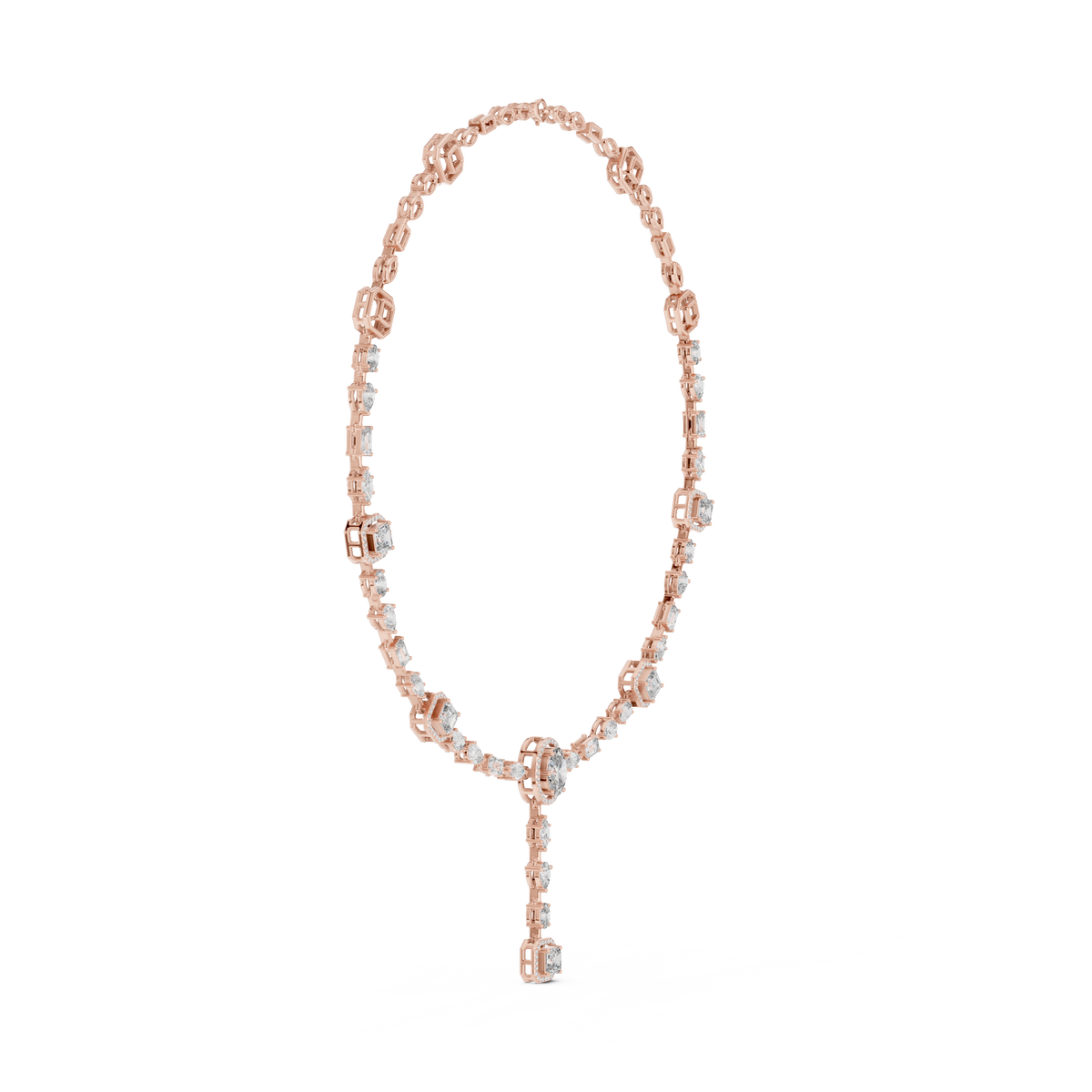 Auristelle Multi Shape Lab Grown Diamond Drop Necklace, Rose Gold