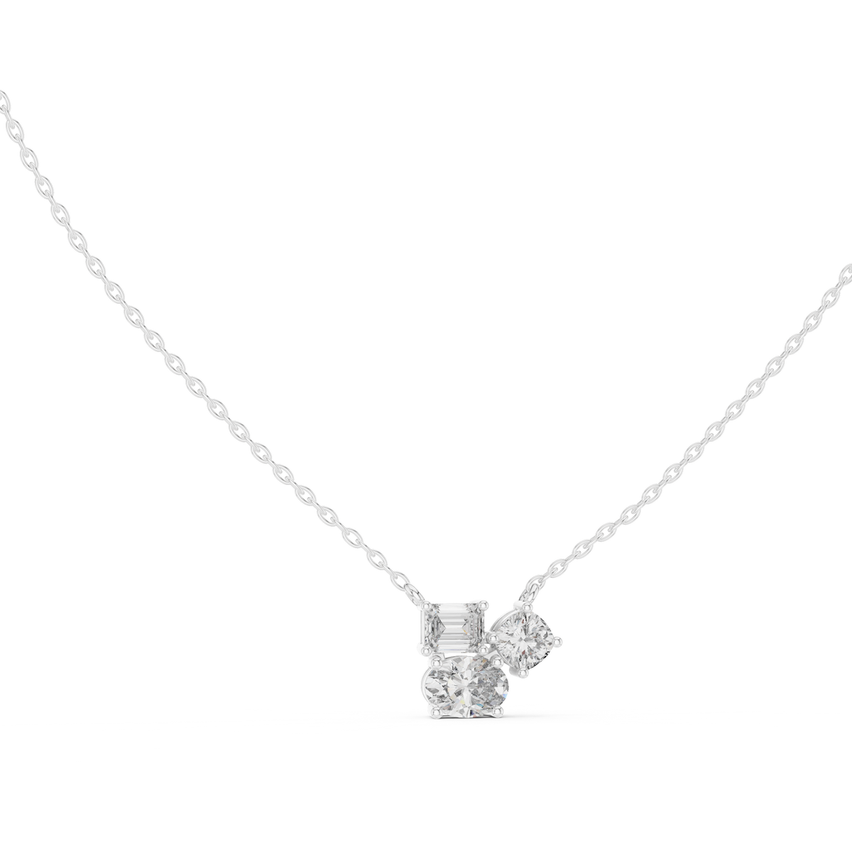 Trio Multi Shape Lab Grown Diamond Pendant, White Gold