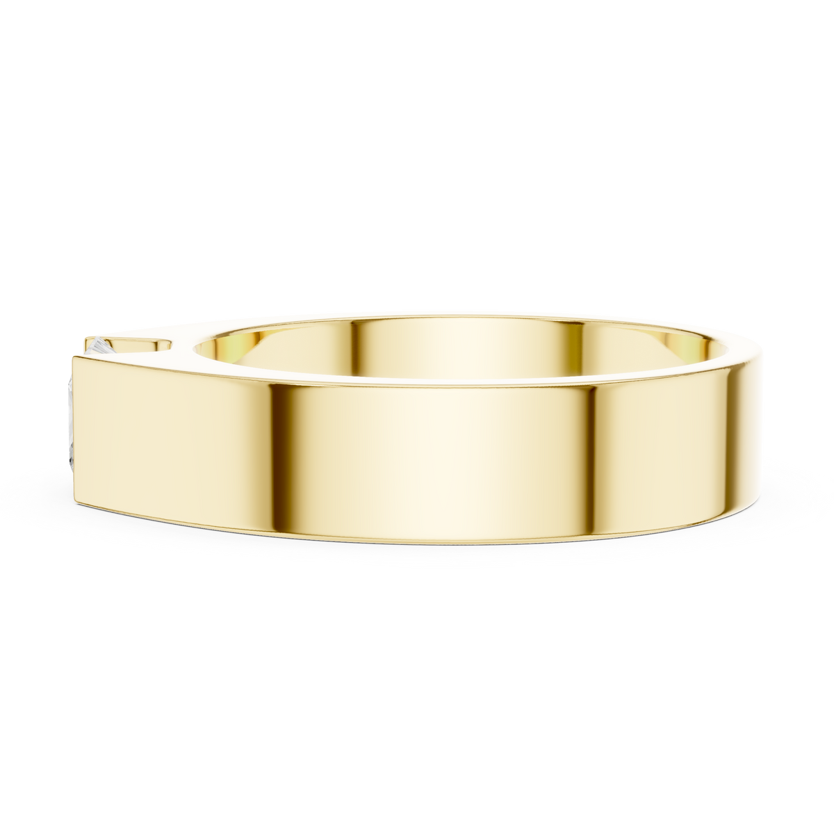 Princess Cut Lab-Grown Diamond Men's Bezel-Set Ring, Yellow Gold