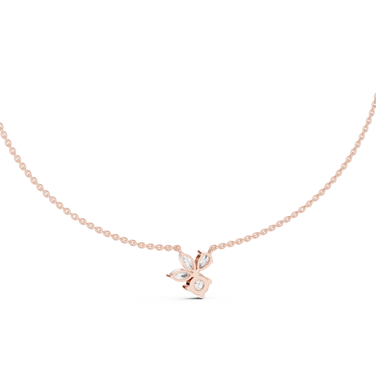 Floral Multi Shape Lab Grown Diamond Pendant, Rose Gold