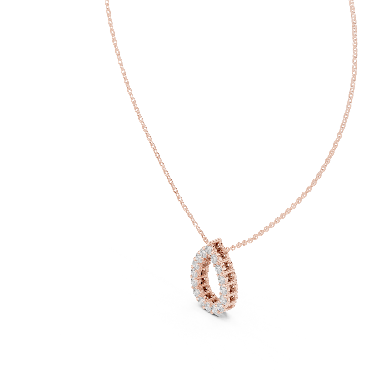 Round Lab Grown Diamond Open Pear Pendant, Rose Gold