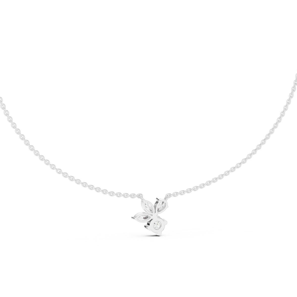Floral Multi Shape Lab Grown Diamond Pendant, White Gold