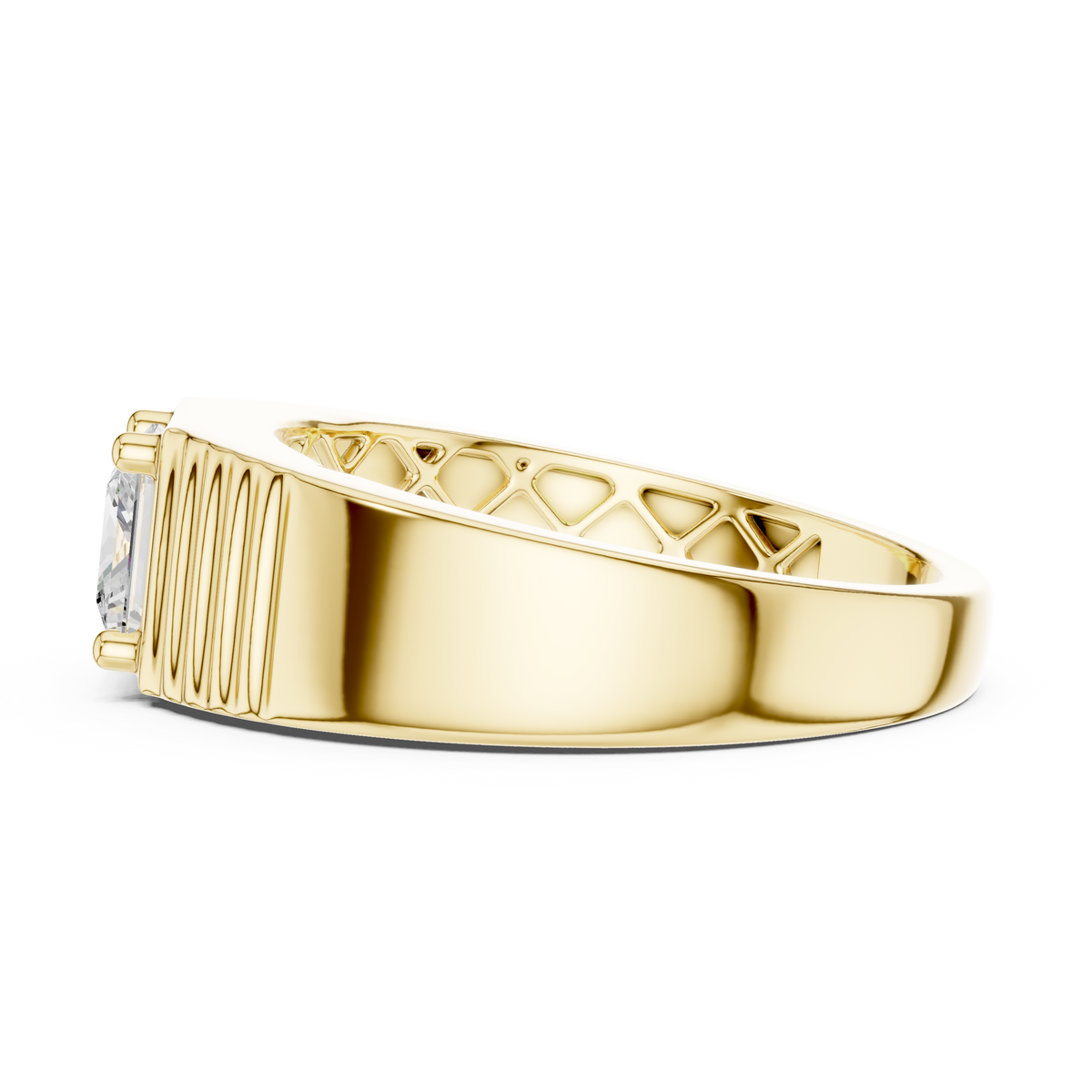 Princess Cut Lab-Grown Diamond Men's Statement Ring, Yellow Gold