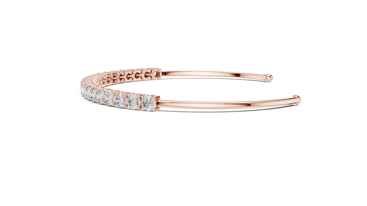 Classic Round Lab Grown Diamond Open Cuff Bracelet, Rose Gold