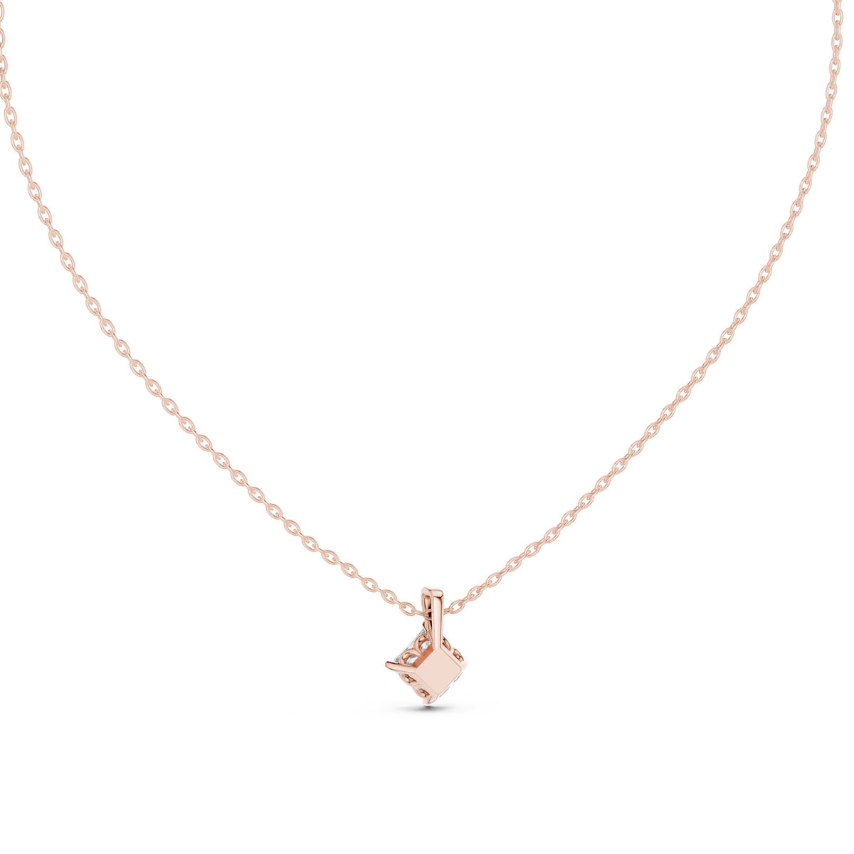 1.00 CT Princess Cut Lab Grown Diamond Solitaire Pendant, Rose Gold