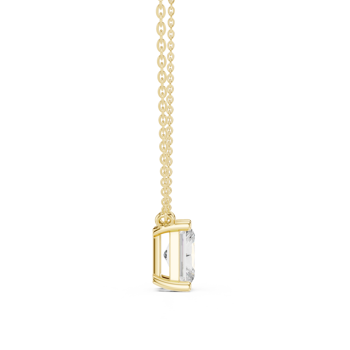 Classic Radiant Cut Lab Grown Diamond Solitaire Pendant, Yellow Gold