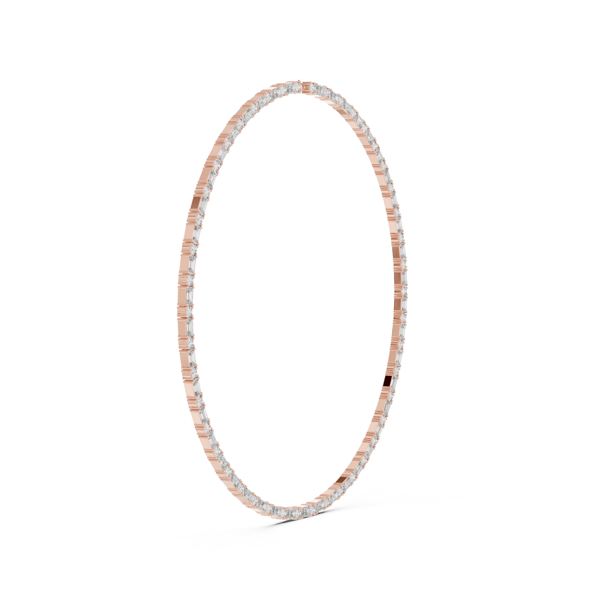 Aveline Emerald & Round Lab Grown Diamond Tennis Necklace, Rose Gold