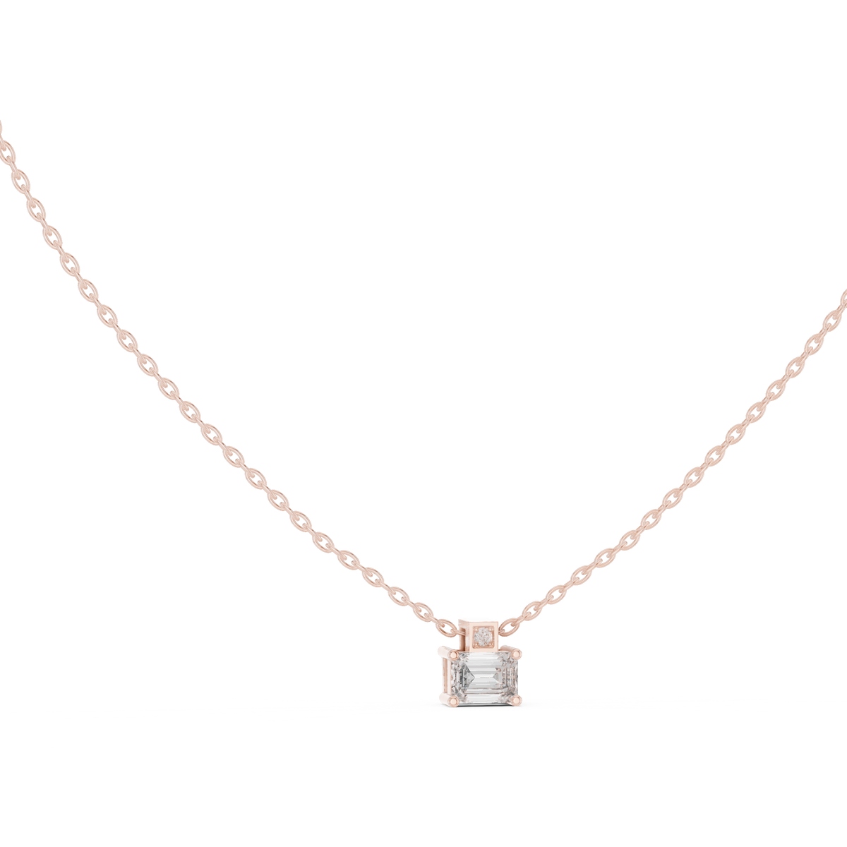 0.50 CT Emerald Cut Lab Grown Diamond Pendant, Rose Gold