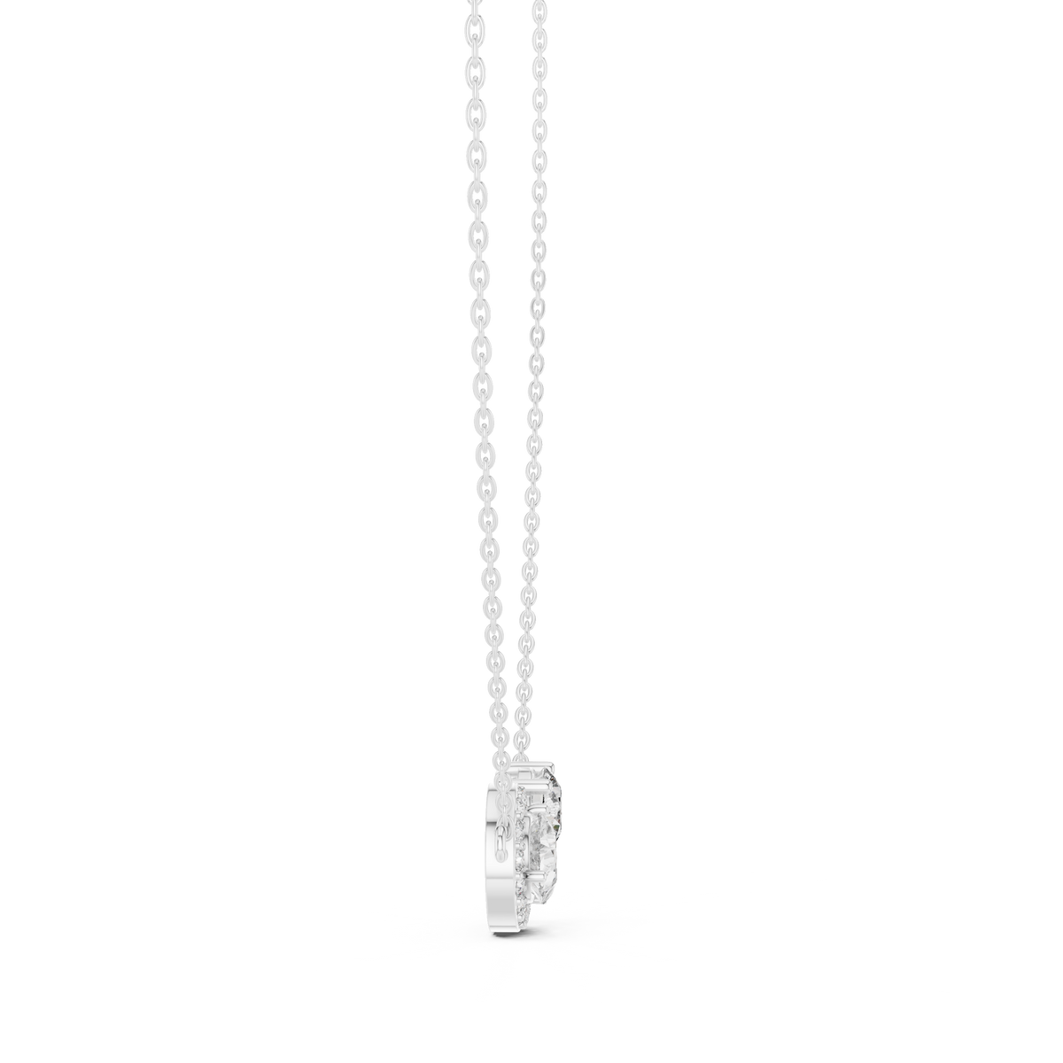Toi et Moi Pear & Round Halo Lab Grown Diamond Pendant, White Gold