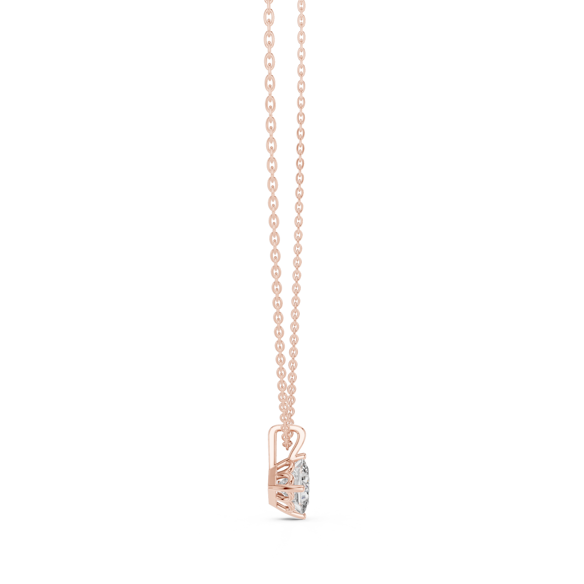 1.00 CT Princess Cut Lab Grown Diamond Solitaire Pendant, Rose Gold